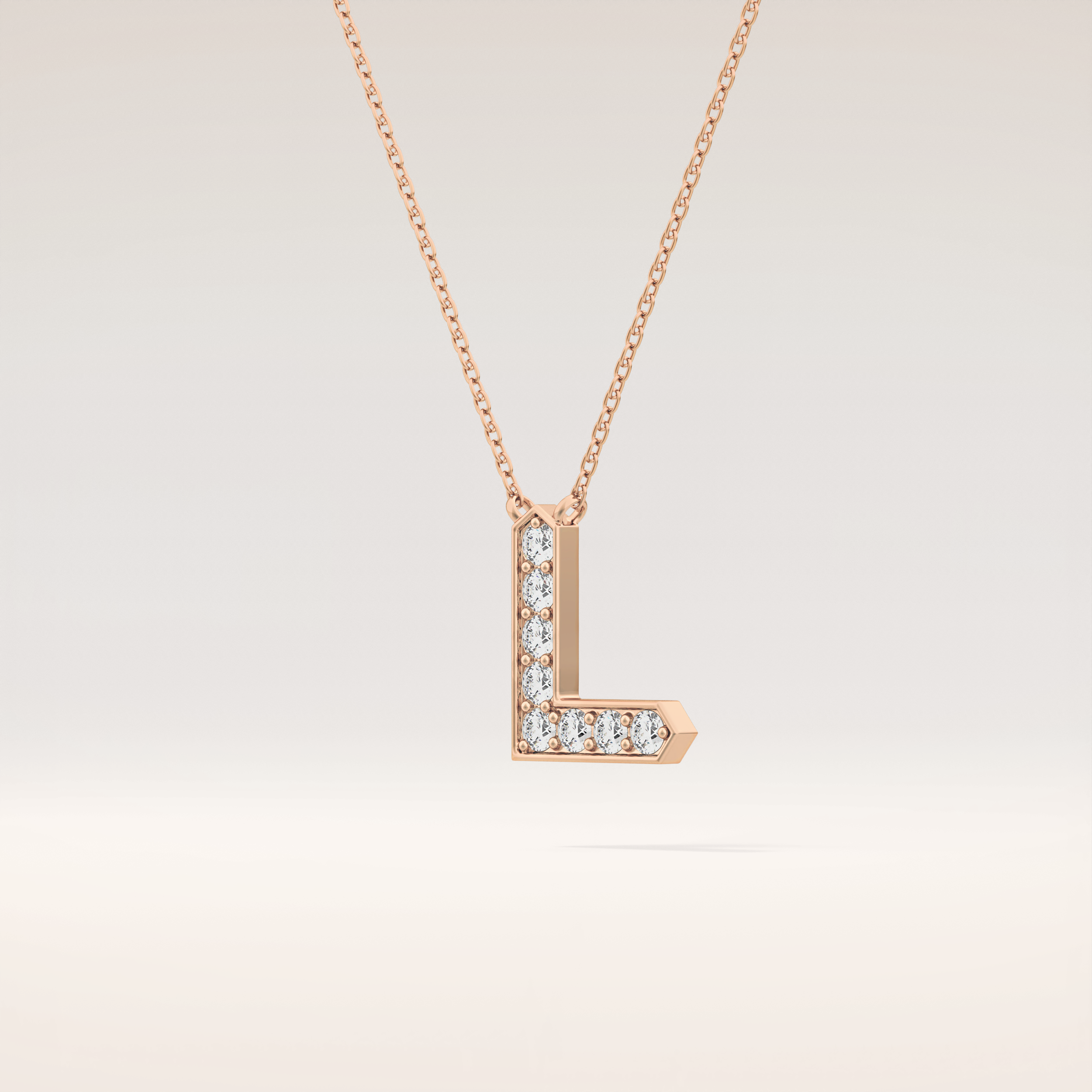 0.24 TCW Round Cut Moissanite L Initial Pendant Necklace