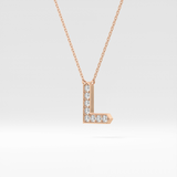 0.24 TCW Round Lab Grown Diamond L Initial Pendant Necklace