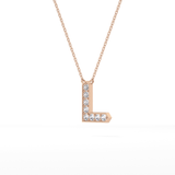 0.24 TCW Round Lab Grown Diamond L Initial Pendant Necklace