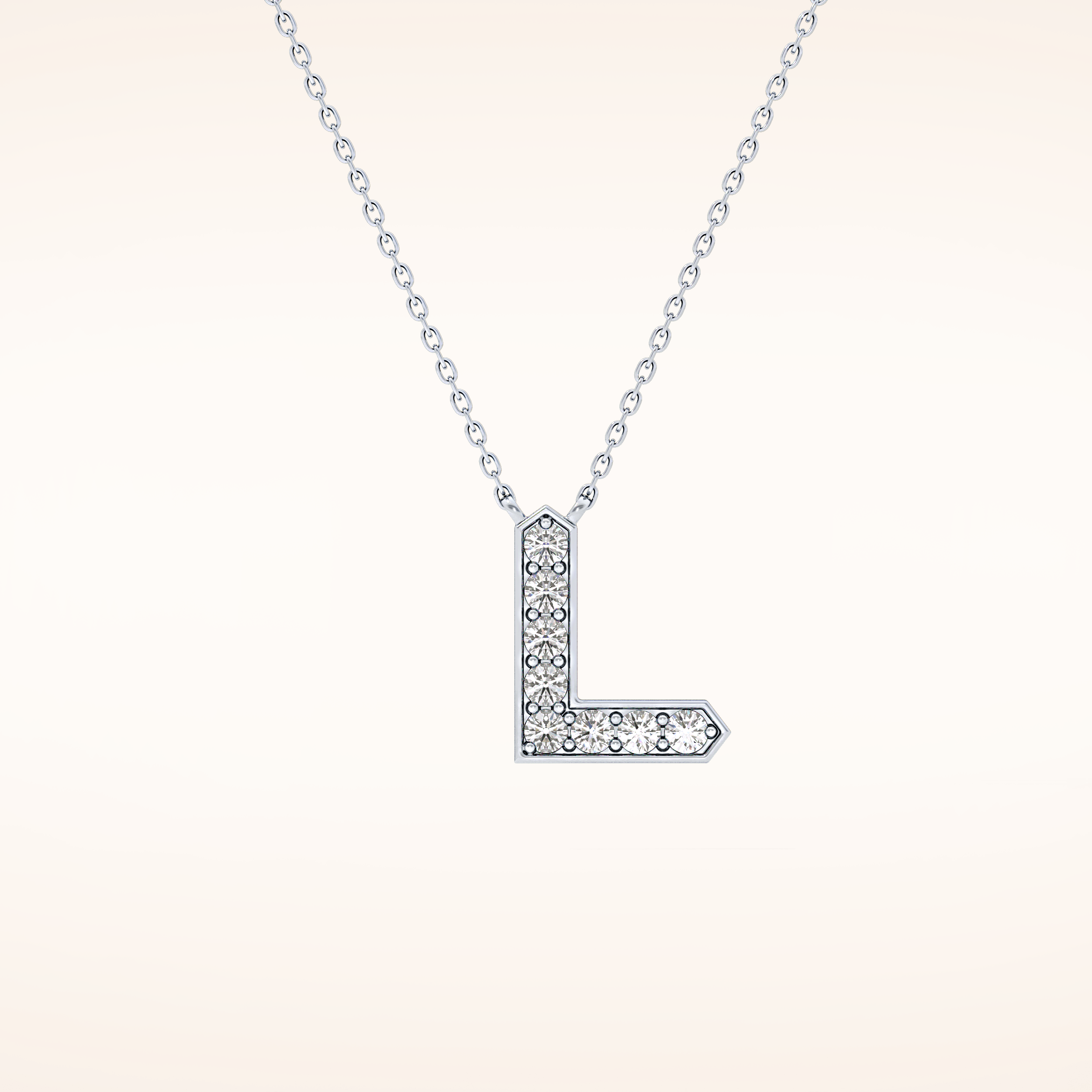0.24 TCW Round Cut Moissanite L Initial Pendant Necklace