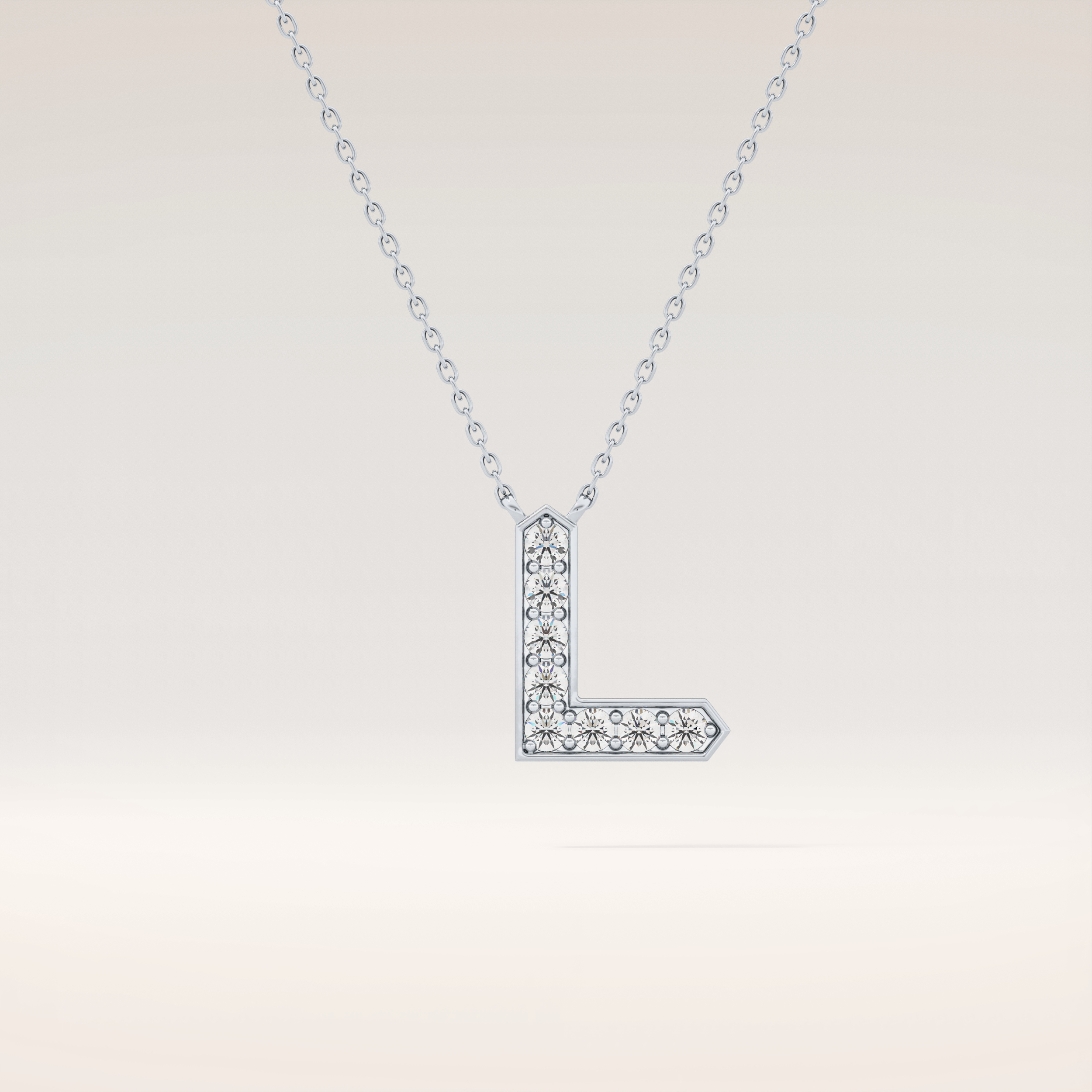 0.24 TCW Round Cut Moissanite L Initial Pendant Necklace