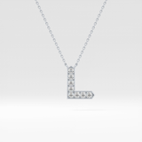0.24 TCW Round Lab Grown Diamond L Initial Pendant Necklace
