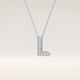 0.24 TCW Round Cut Moissanite L Initial Pendant Necklace