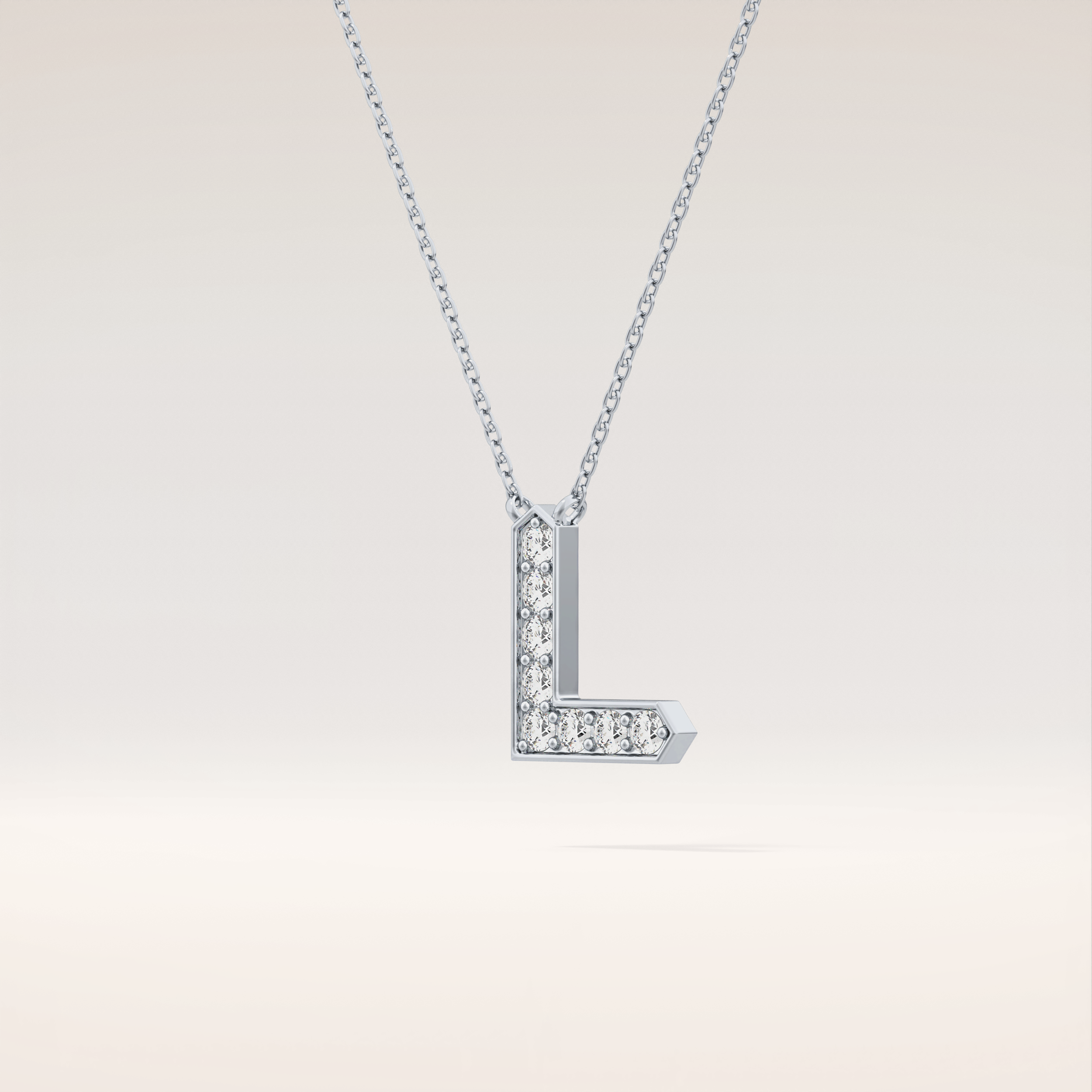 0.24 TCW Round Cut Moissanite L Initial Pendant Necklace