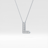 0.24 TCW Round Lab Grown Diamond L Initial Pendant Necklace