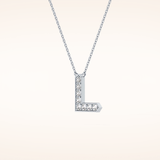 0.24 TCW Round Cut Moissanite L Initial Pendant Necklace