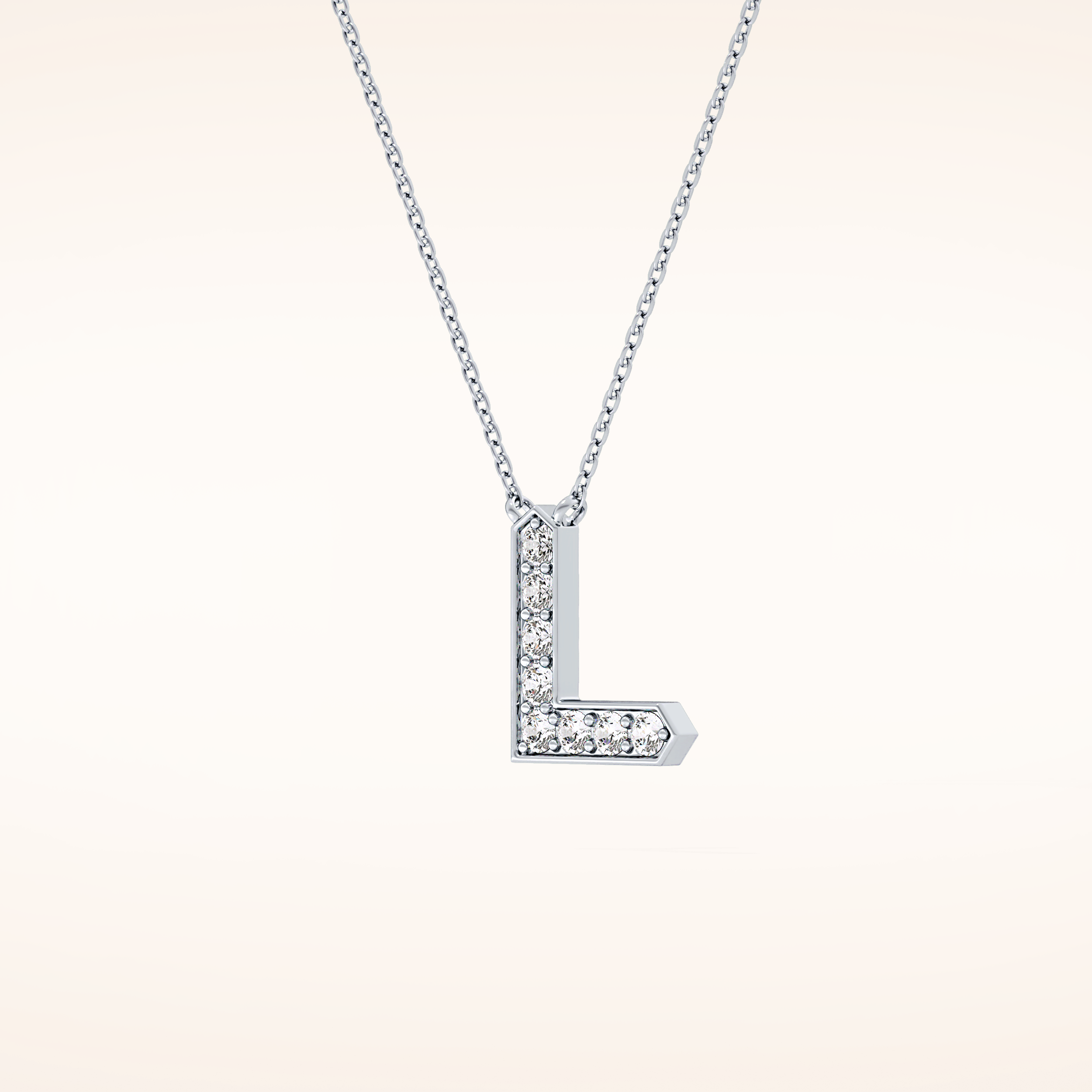 0.24 TCW Round Cut Moissanite L Initial Pendant Necklace