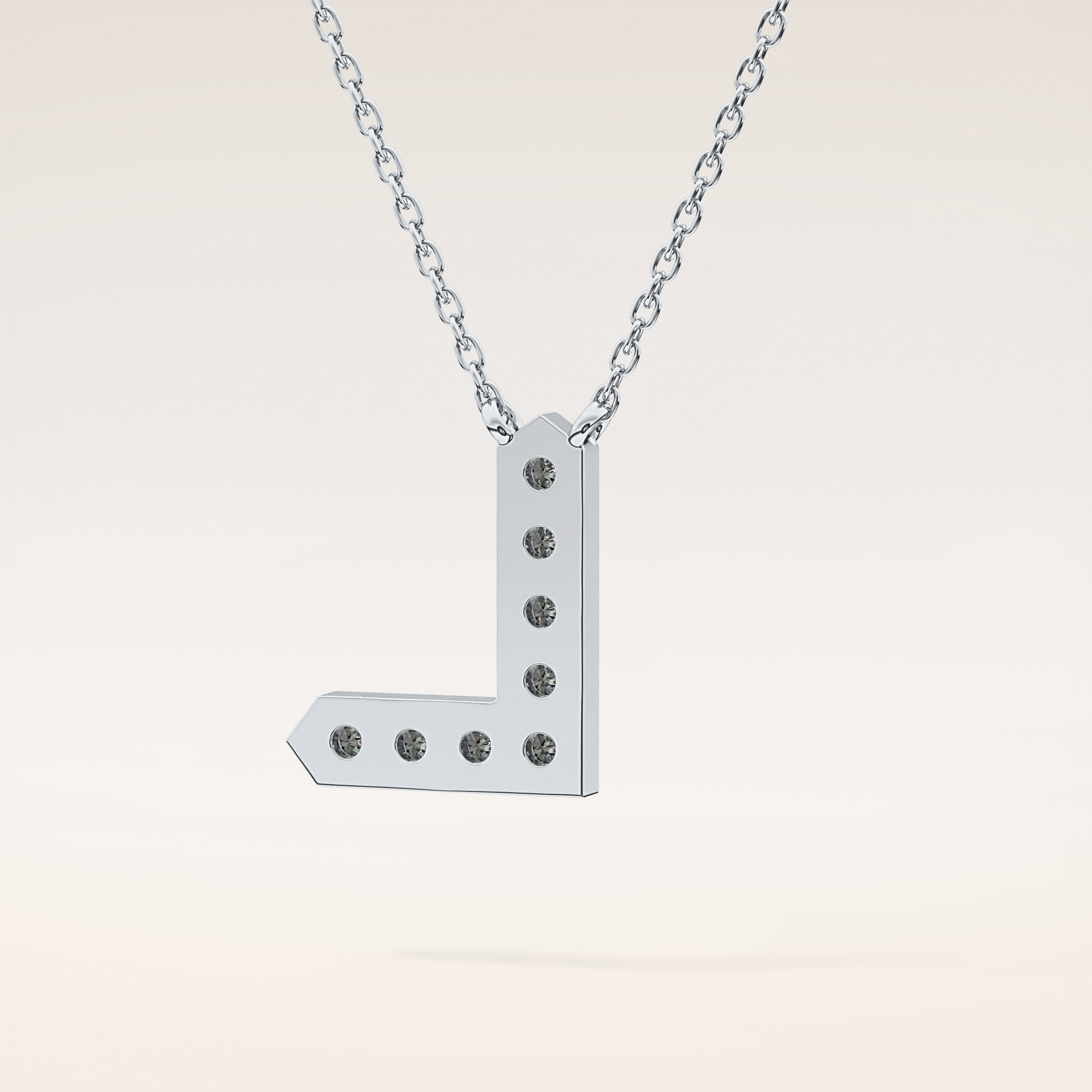 0.24 TCW Round Cut Moissanite L Initial Pendant Necklace