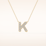 0.27 TCW Round Cut Moissanite K Initial Pendant Necklace