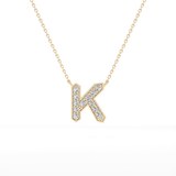 0.27 TCW Round Lab Grown Diamond K Initial Pendant Necklace