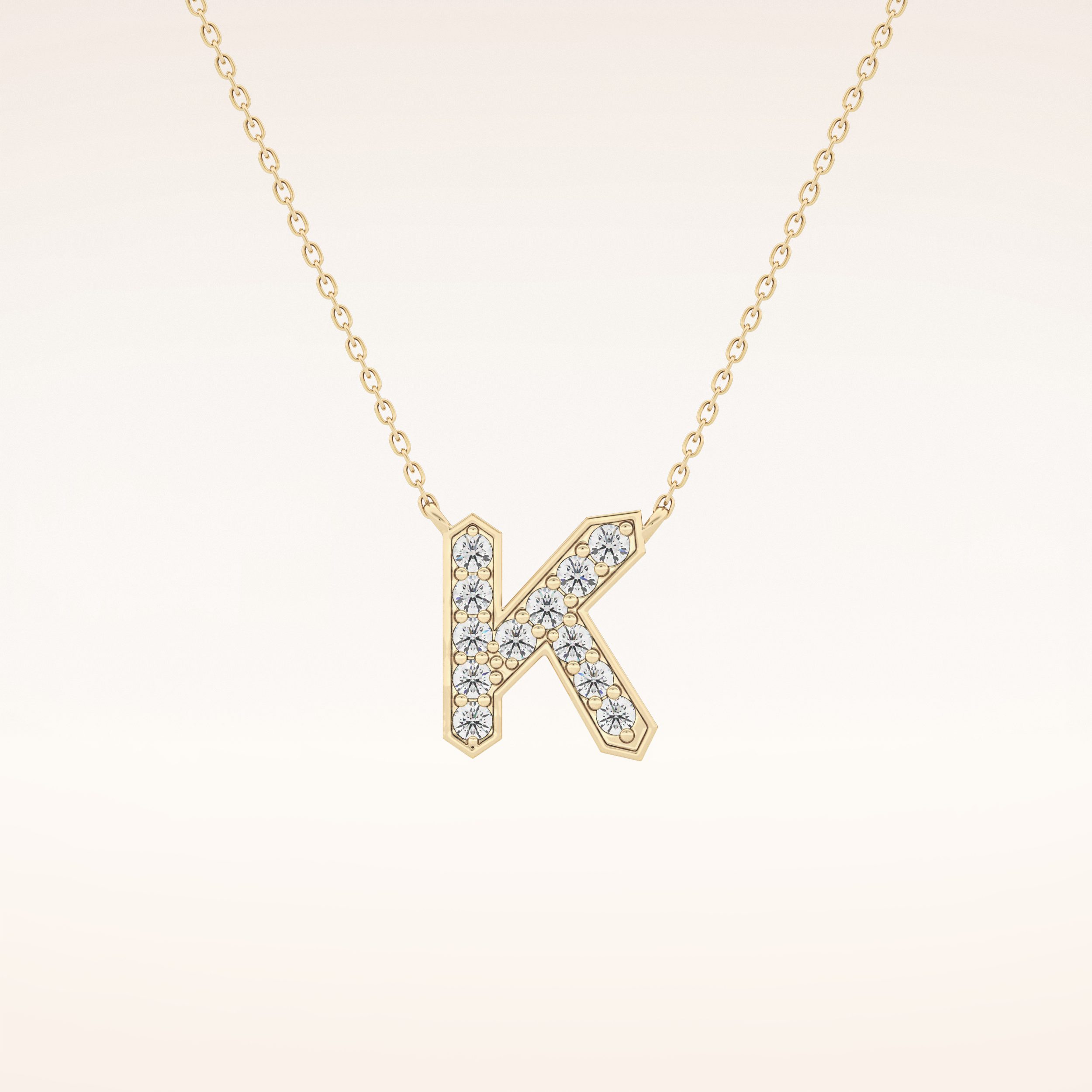 0.27 TCW Round Cut Moissanite K Initial Pendant Necklace