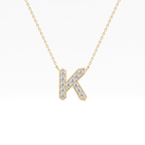 0.27 TCW Round Lab Grown Diamond K Initial Pendant Necklace