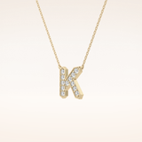 0.27 TCW Round Cut Moissanite K Initial Pendant Necklace