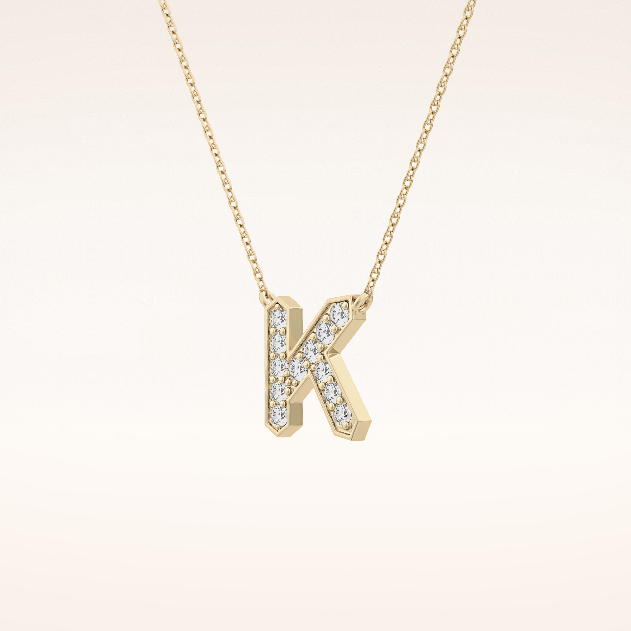 0.27 TCW Round Cut Moissanite K Initial Pendant Necklace