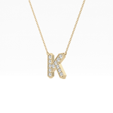 0.27 TCW Round Lab Grown Diamond K Initial Pendant Necklace