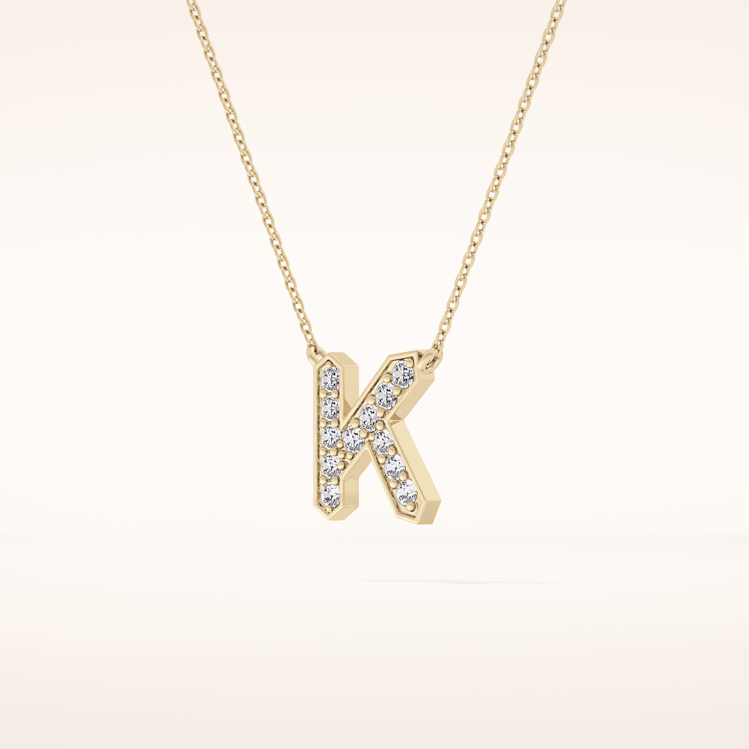 0.27 TCW Round Cut Moissanite K Initial Pendant Necklace