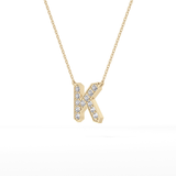 0.27 TCW Round Lab Grown Diamond K Initial Pendant Necklace