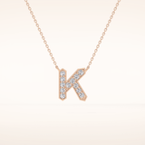 0.27 TCW Round Cut Moissanite K Initial Pendant Necklace