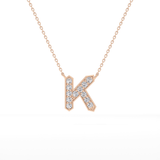 0.27 TCW Round Lab Grown Diamond K Initial Pendant Necklace