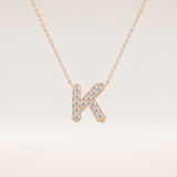0.27 TCW Round Cut Moissanite K Initial Pendant Necklace