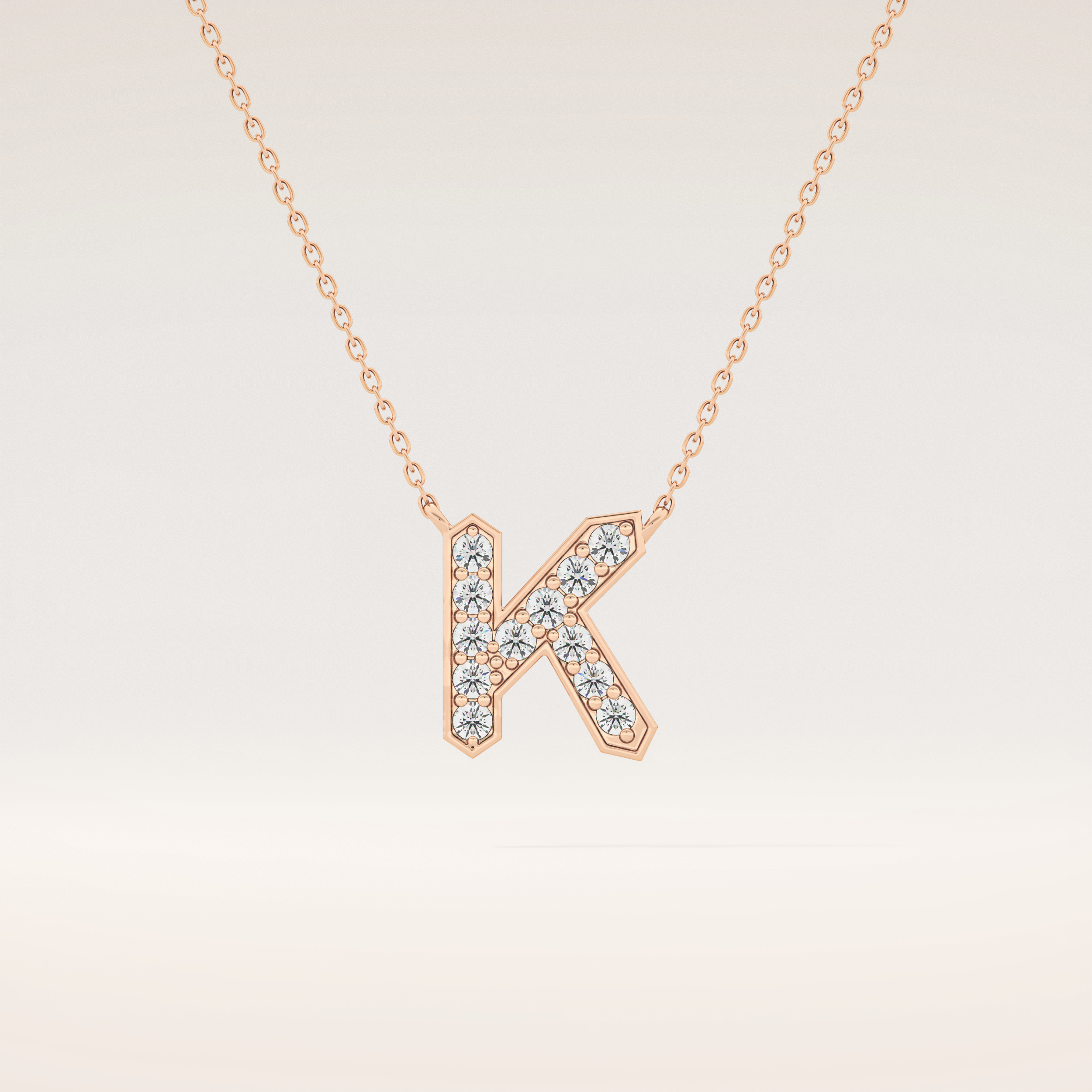0.27 TCW Round Cut Moissanite K Initial Pendant Necklace