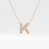 0.27 TCW Round Lab Grown Diamond K Initial Pendant Necklace