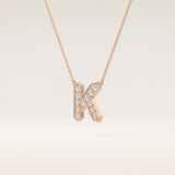 0.27 TCW Round Cut Moissanite K Initial Pendant Necklace