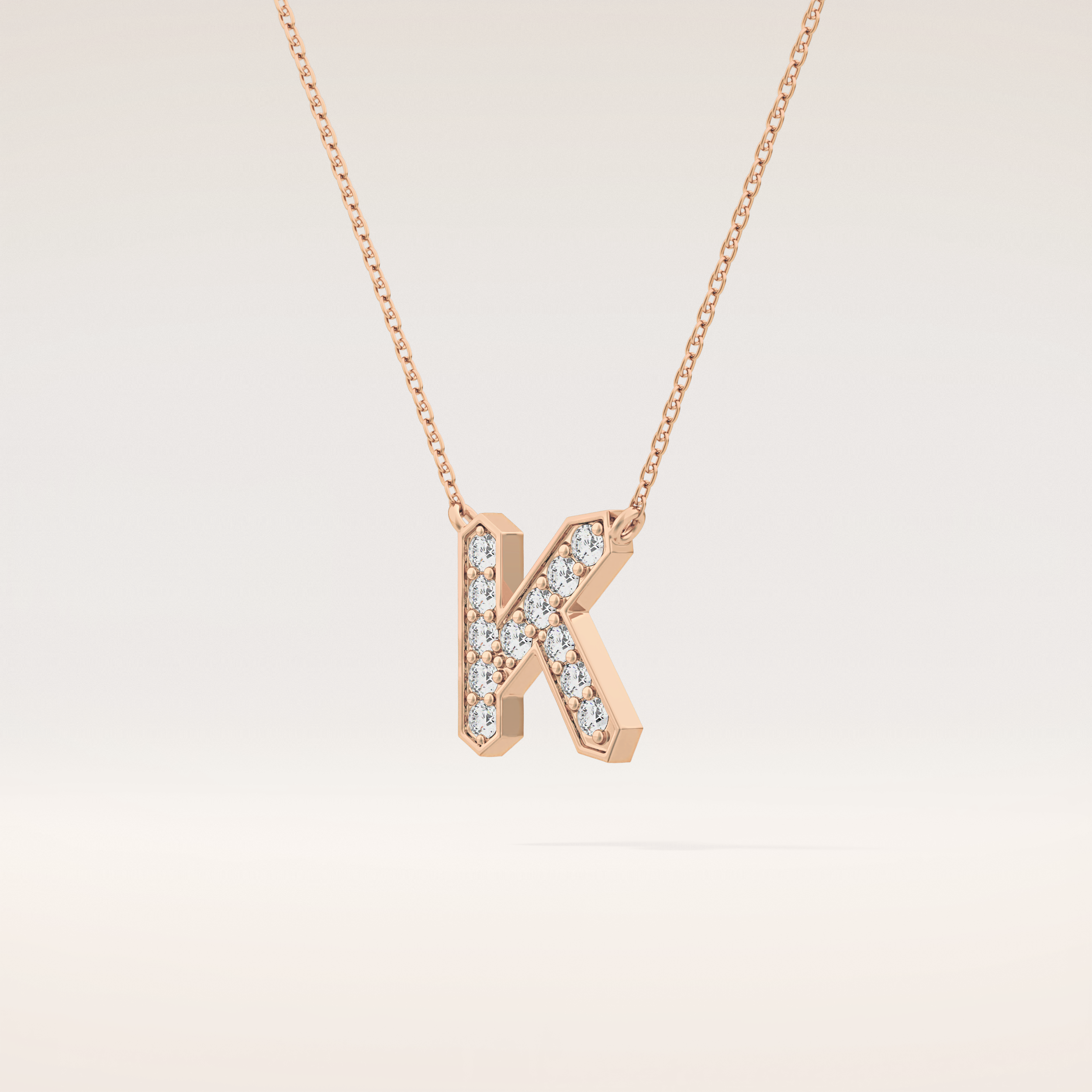 0.27 TCW Round Cut Moissanite K Initial Pendant Necklace