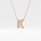 0.27 TCW Round Lab Grown Diamond K Initial Pendant Necklace