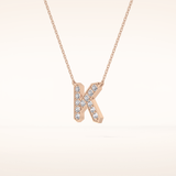 0.27 TCW Round Cut Moissanite K Initial Pendant Necklace
