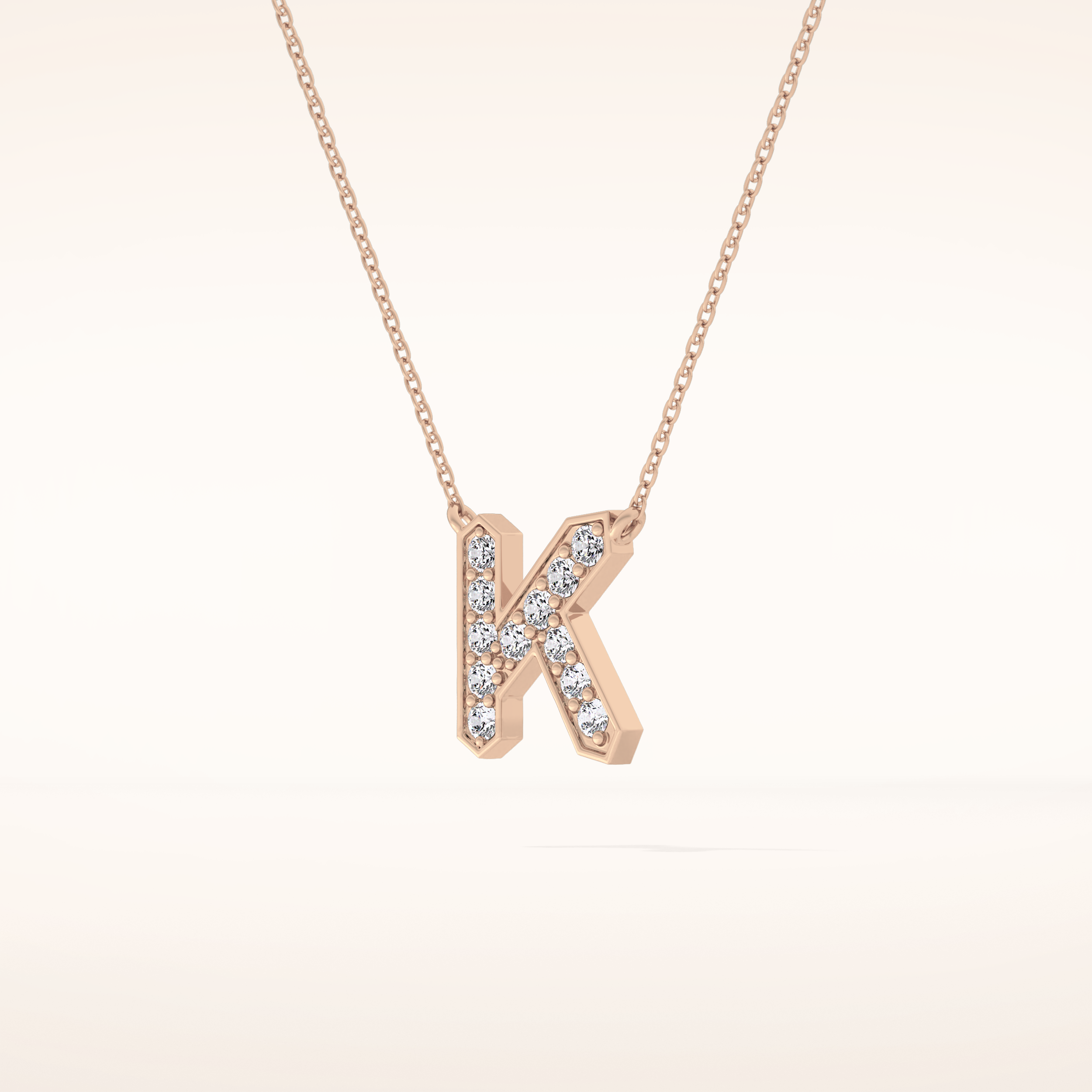 0.27 TCW Round Cut Moissanite K Initial Pendant Necklace