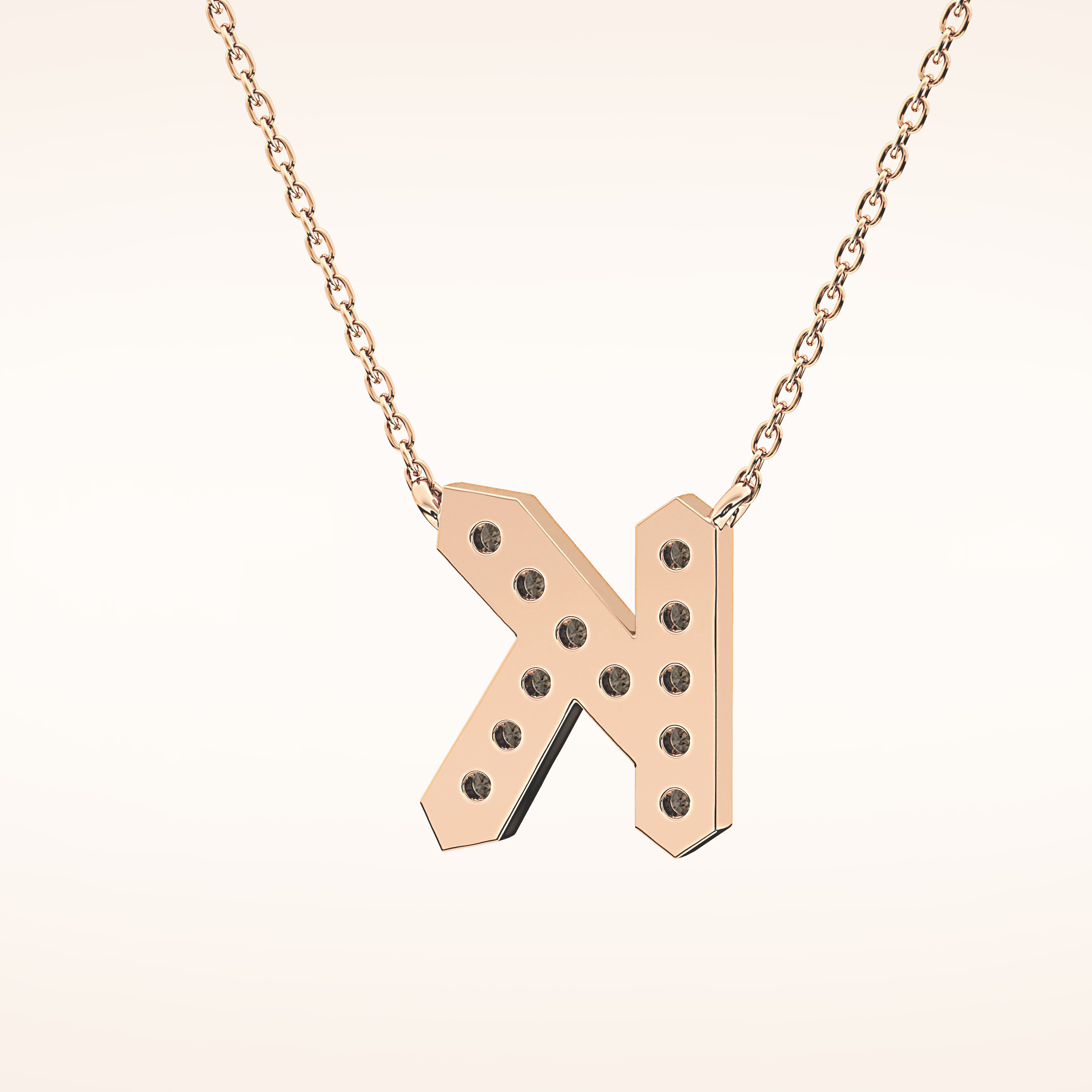 0.27 TCW Round Cut Moissanite K Initial Pendant Necklace