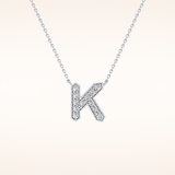 0.27 TCW Round Cut Moissanite K Initial Pendant Necklace