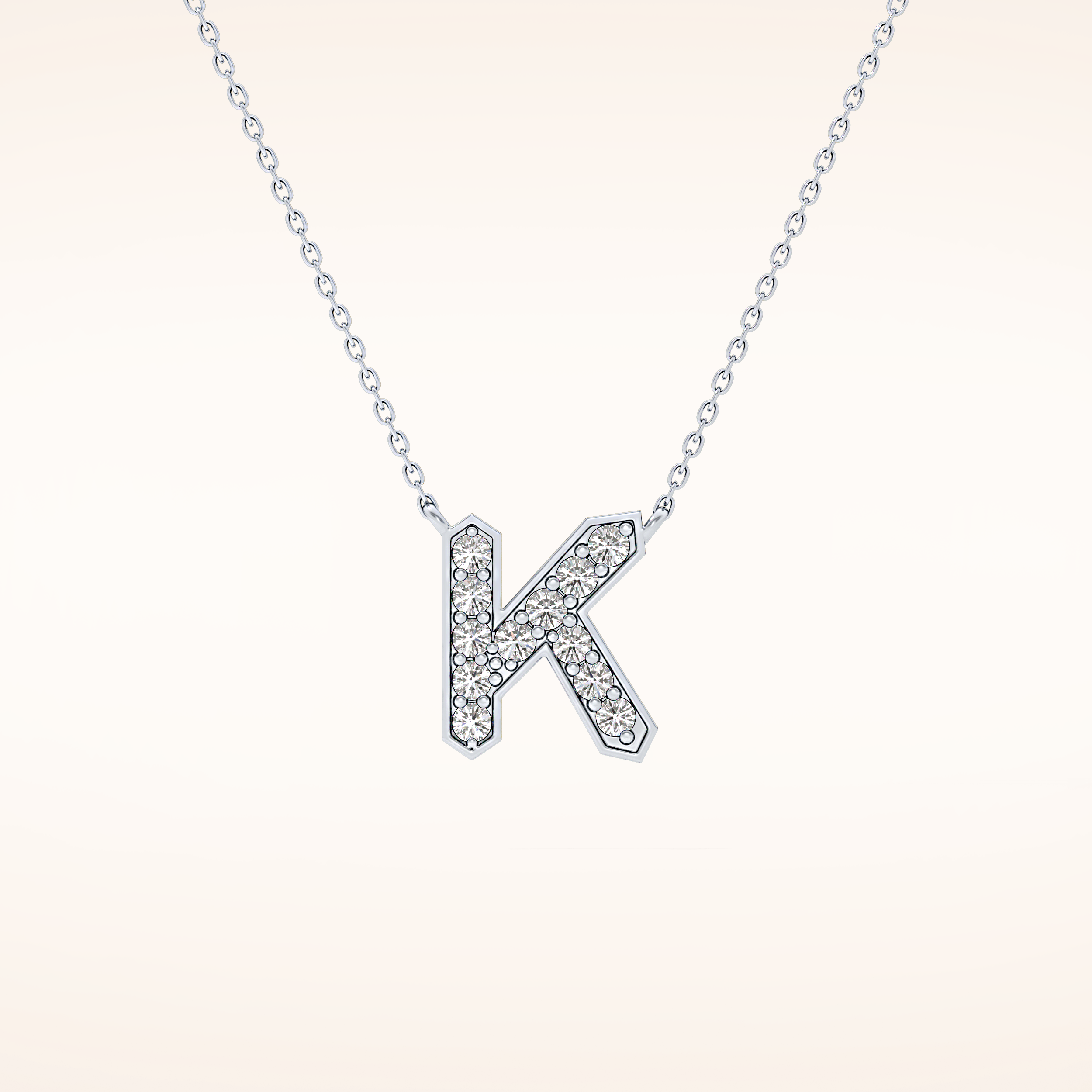 0.27 TCW Round Cut Moissanite K Initial Pendant Necklace