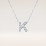 0.27 TCW Round Cut Moissanite K Initial Pendant Necklace