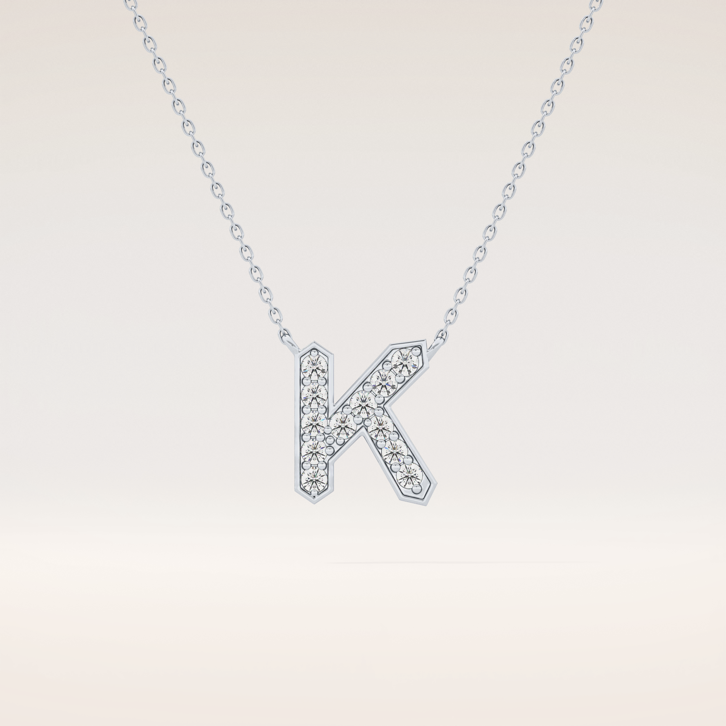 0.27 TCW Round Cut Moissanite K Initial Pendant Necklace