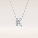 0.27 TCW Round Cut Moissanite K Initial Pendant Necklace