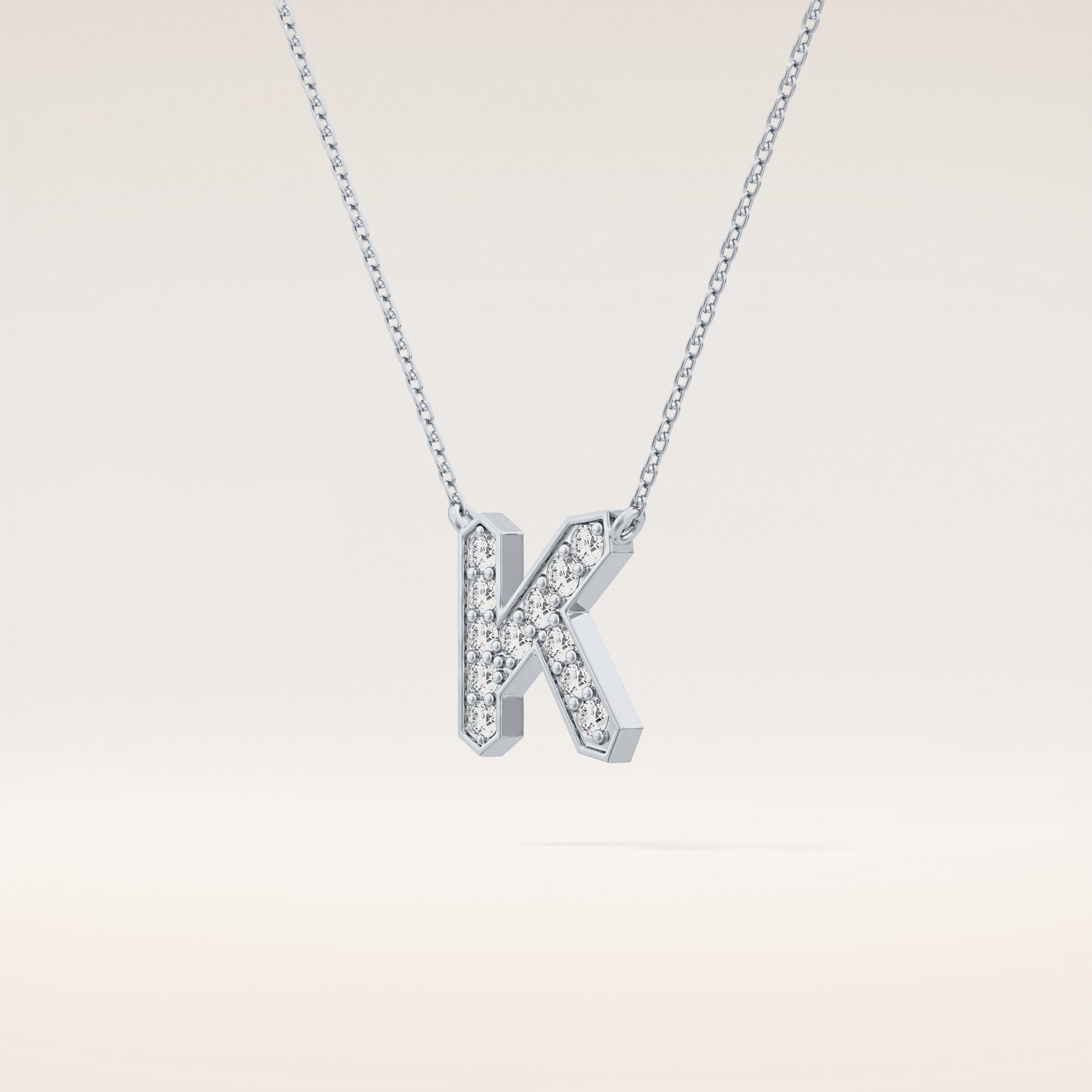 0.27 TCW Round Cut Moissanite K Initial Pendant Necklace