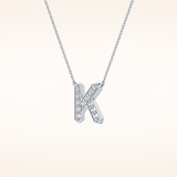 0.27 TCW Round Cut Moissanite K Initial Pendant Necklace