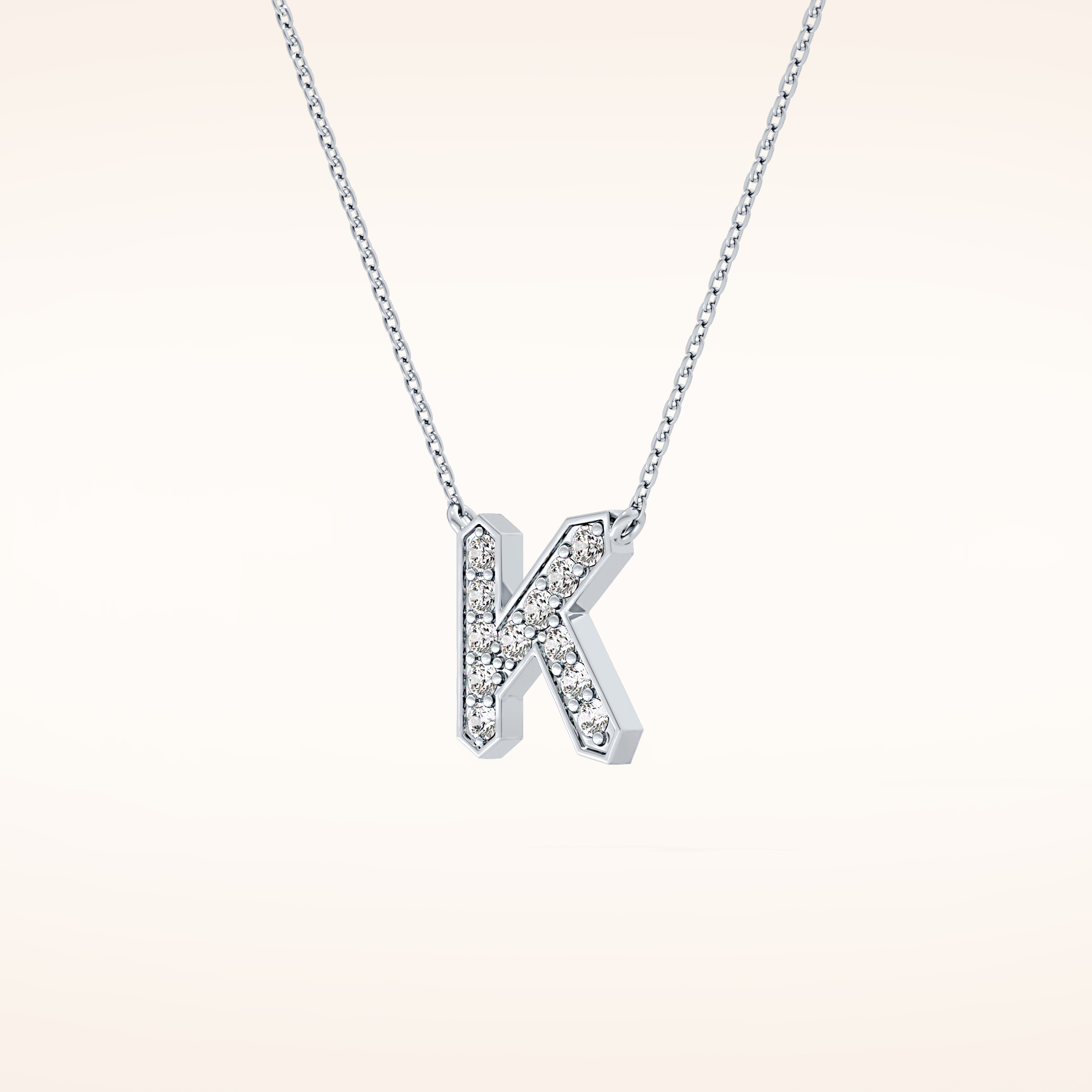 0.27 TCW Round Cut Moissanite K Initial Pendant Necklace