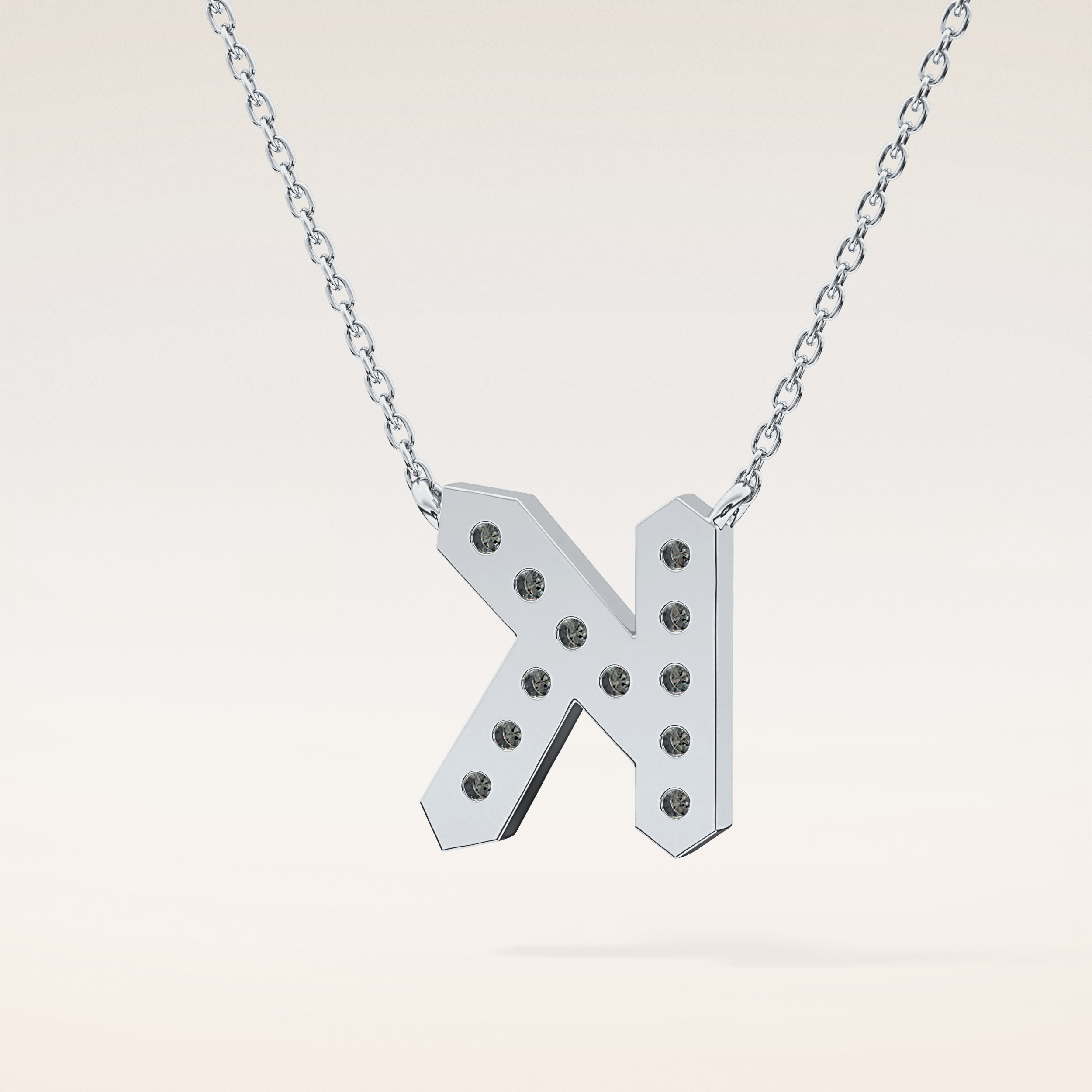 0.27 TCW Round Cut Moissanite K Initial Pendant Necklace