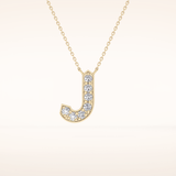 0.356 TCW Round Cut Moissanite J Initial Pendant Necklace