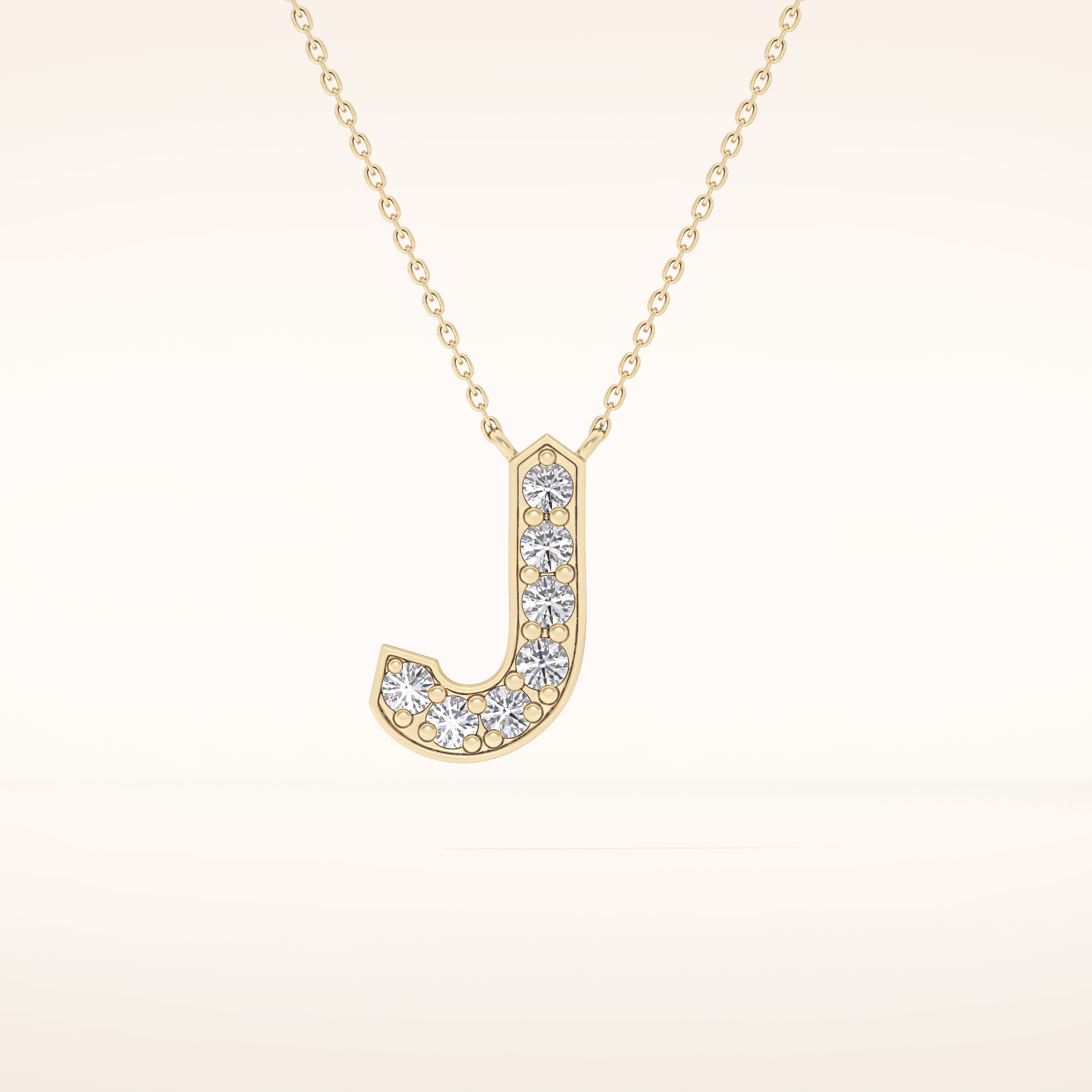 0.356 TCW Round Cut Moissanite J Initial Pendant Necklace