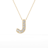 0.356 TCW Round Lab Grown Diamond J Initial Pendant Necklace