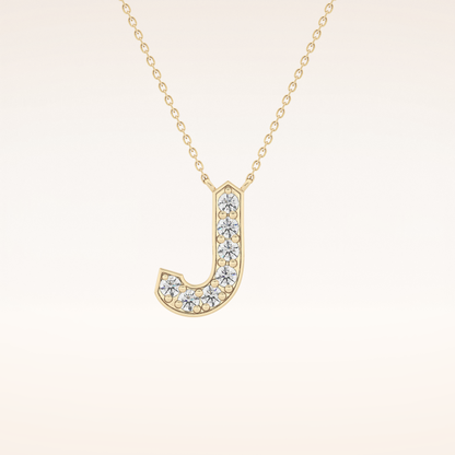 0.356 TCW Round Cut Moissanite J Initial Pendant Necklace