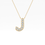 0.356 TCW Round Lab Grown Diamond J Initial Pendant Necklace