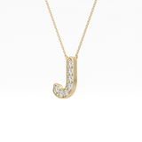 0.356 TCW Round Lab Grown Diamond J Initial Pendant Necklace