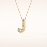 0.356 TCW Round Cut Moissanite J Initial Pendant Necklace