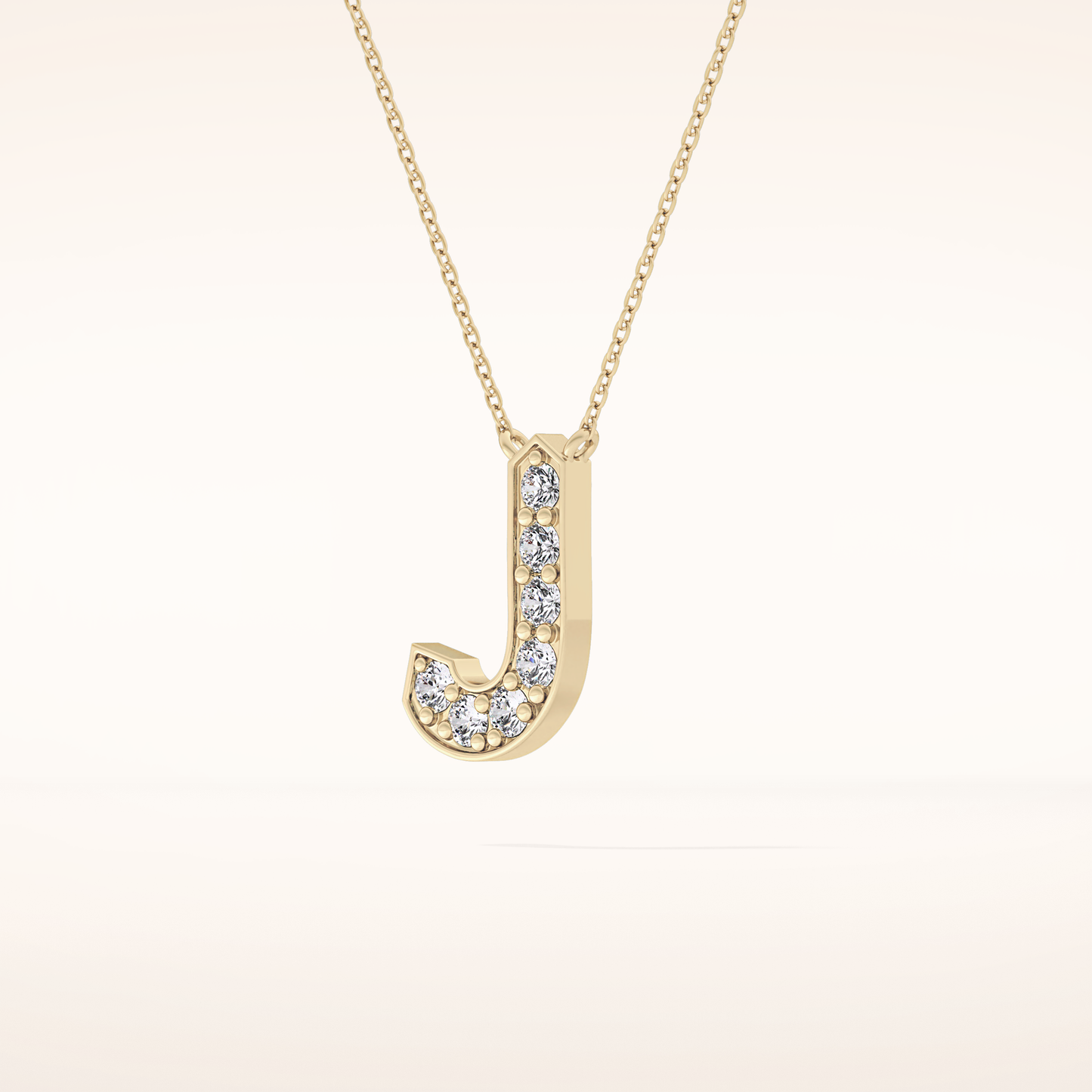 0.356 TCW Round Cut Moissanite J Initial Pendant Necklace