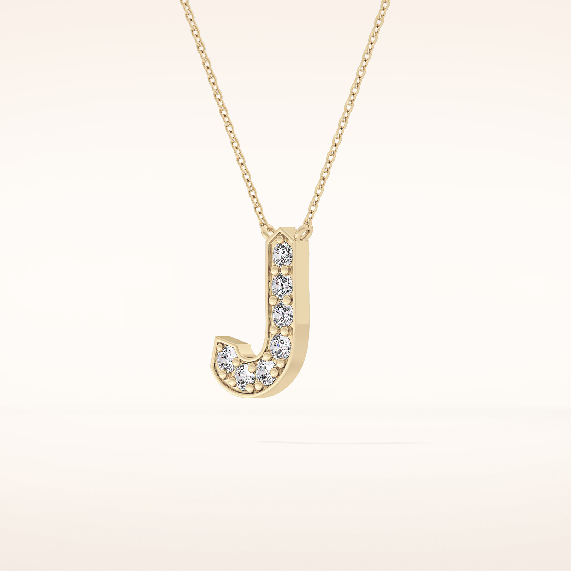 0.356 TCW Round Cut Moissanite J Initial Pendant Necklace